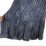 Alfani  Silk Shimmer Blue Black Midi Skirt Size 8 Photo 1