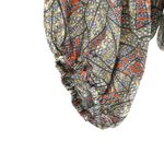 Ramy Brook Satiny V-Neck Printed Ruffle Trim V-Neckline Peasant Blouse Top M Photo 2