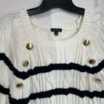 Talbots Striped Cotton Blend Sweater Size XL Nautical Gold Buttons Photo 3
