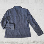 Michael Kors 90s Vintage Navy Wool Blend Chambray Single Breasted Jacket Size 8 Photo 6