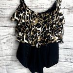 None Leopard Print One Piece Ruffle Swimsuit Bathing Suit 20W Photo 2