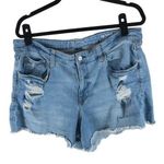 Arizona Jeans Arizona Jean Co. Womens Juniors Distressed Jean Shorts Size 19 Blue Denim Photo 0