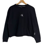 Calvin Klein Jeans  Women‎ Black Long Sleeve Crop Crew Neck Pullover Sweatshirt Photo 0