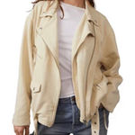 Free People NWT  We The Free Rebel Rebel Cotton Vanilla Creme Moto Jacket‎ Size M Photo 0