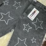 Simple Society  super high rise rhinestone/ distressed faded black denim sz 17/33 Photo 1