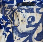 ZARA  Blue and cream mini dress size Large/ floral print with purple  detail Photo 4