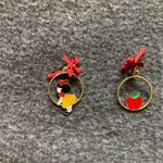 Snow White Princess Cute running princess fairy tale bow asymmetric Earrings new Red Photo 1