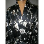 Natori NWT New Designer  Wrap Robe Womens S Silky Satin Flowers White Black Short Photo 2