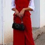 ZARA NWT Red Strapless Midi Dress Sz Medium Flap Pockets Buttons Photo 0