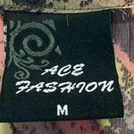 ACE Fashion Kaftan Beaded Green Geometric Print Boho Chiffon Size Medium Photo 2