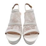 Allegra K New  Heels Womens 7 Cream Lace Platform‎ Open Toe Ankle Strap Occasion Photo 3