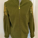 Bob Mackie  Womens Sz: M Fleece Jacket Wearable Art Abstract Embroidered Floral. Photo 0