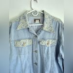 Forenza Vintage 80s Light Wash Denim And Lace Retro Jean Jacket New Wave Pop L Photo 1
