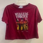 Marvel  Black Panther Wakanda Forever Womens Maroon Red Crop T Shirt XL NWT New Photo 0