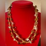 Antique Baroque Glass Multi Strand Necklace White Photo 1