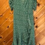 Green white dot Bohemia ruffle wrap maxi dress Size M Photo 1