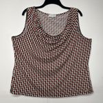 Calvin Klein  Women's Top Size 1X | Sleeveless Cowl Neck Red, Black, White Print Photo 0