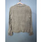 Charles Nolan Jean Jacket Women's Size 14 100% Linen Faded Black Contrast Stitch Gray Photo 1