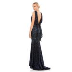 Mac Duggal 26331 Midnight Blue Cowl Back Boat Neck Sequined Evening Gown Size 4 Photo 3