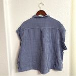 Old Navy Womens Shirt Blouse Blue White Gingham Plaid Boxy Button Up Size XL Photo 1