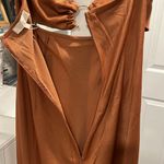 Meshki (NWT) Harriet Satin Midi High Split Dress, Biscuit, Size L Photo 9