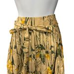 Ann Taylor LOFT Womens Skirt Size 12 Beige Yellow Floral Pleats Tie Waist Cotton Photo 1
