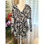 ZARA Floral Print Mini Dress with Ruffles in Black / White Photo 4