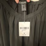 Forever 21 NWT  Mini Dress Sleeves with Pearls Scoop Neck Black Sz Small Photo 3