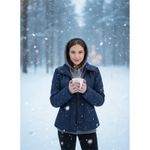 Active USA  Women's Navy Quilted Puffer Jacket Hooded NWT Photo 2