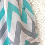 Tacera  Aqua Chevron Tab Sleeve Blouse Size M Photo 5