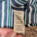 Free People  Womens Striped Button Up Shirt Natural Size Medium Blue Photo 8