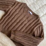 ZARA Ribbed Brown Cropped Sweater Photo 0