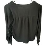 Candie's  Black Cropped Long Sleeve Button Up Flowy Blouse Photo 3