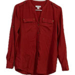 Charter Club  Red Relaxed Blouse with Mandarin Collar‎ Photo 0
