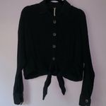 Free People XS Long Sleeve Top Black Gauze Muslin Cotton Photo 0