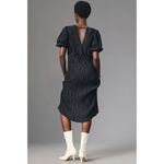 Anthropologie Black Midi Dress With Puff Sleeves & V-Neck By L Photo 1