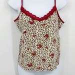 American Vintage Vintage Y2K Leopard Camisole Size Medium Roses Lace Trim Early 2000s Photo 0