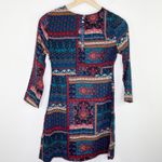 Abercrombie & Fitch Abercrombi Multi-Color Boho Long Sleeve Dress Women XS Artsy Retro 70s Photo 8