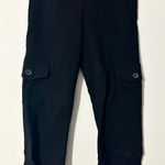 ELLIOTT LAUREN Women Black Cargo Pants Ankle Crop Button Detail Size 2 Photo 0