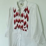 Figue White Beaded Cotton 3/4 Sleeve Button Down Collared Shirt No Sz (Flaws) Photo 9