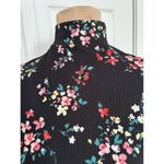 Love...Ady   Black Multicolor Floral Sleeveless Mock Neck Rib Knit Top Size S Photo 1