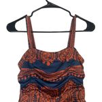 Girls From Savoy Navy Blue & Orange Floral Ruched Layered Dress Women Sz S Photo 2