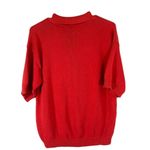 Newport News Red Short Sleeve Collared Henley Knit Pullover Sweater Women Sz M Photo 1