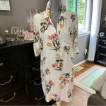New York & Company White Floral Tunic Shirt Dress Size M Size M Photo 1