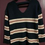 Pink Rose - Navy Striped Double V-Neck Sweater (VGUC) Photo 3