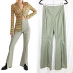 Free People NEW Real Deal Slit Flare Vegan Faux Leather High Rise Pants: Green Photo 2