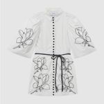 JOSLIN beaded 100% cotton shirt mini dress NEW White Size 2 Photo 9