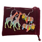 Safari Animal Dangle Earrings Set of 2 NEW Photo 0