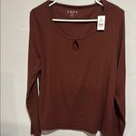 Loft  Brown Short Sleeve Cut Out T-Shirt Photo 5