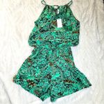 Raga  Sze S Green Black Printed Romper One Piece Boho Resortwear Vacation Cruise Photo 1